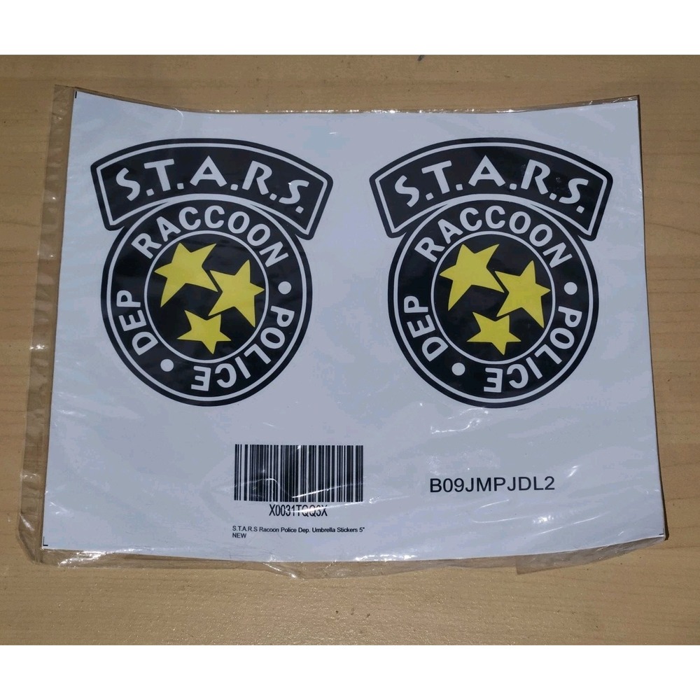 PAIR STARS Raccoon City Police Dept Resident Evil Decals Black & Yellow